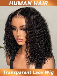 13x4 Lace Front Wig, Pre-Plucked With Baby Hair, Natural Hairline, Easy To Style, Brazilian Curly Human Hair, 200% Density, Natural Black