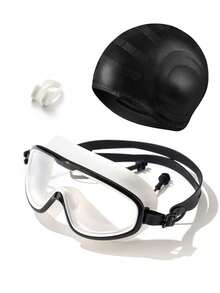 3副装泳镜，带鼻夹和耳罩，高清防水防雾，男女通用大框泳镜 - 多色 - 查看 7