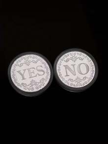1pc Gold/Silver Metal "Yes/No" Decision Coin, 3D Lucky Coin, Magic Coin, Divination Coin
