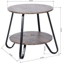 silla de oficinaFurnitureR Mesa Auxiliar Rústica Mesa Auxiliar de Sofá Industrial para Sala de Estar Mesitas de Noche Redondas Pequeñas Mesa de Noche Moderna 46 * 46 * 45 CM Marrón - Marrn y Negro - Ver 3