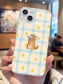 1pc Star Plaid Cat Fish Graphic Transparent TPU Full Body Shockproof Anti-Fingerprint Phone Case, Compatible With Galaxy/ 17/17 Pro/17 Pro Max/16/16 Pro/16 Plus/15/15 Pro Max/15 Pro/11/12/13/14 Pro Max/11 Pro/11 Pro Max/12 Pro/12 Pro Max/13 Pro/13 Pro Max/14 Pro/14 Pro Max, Creative Premium Soft Cover - Multicolor - View 1