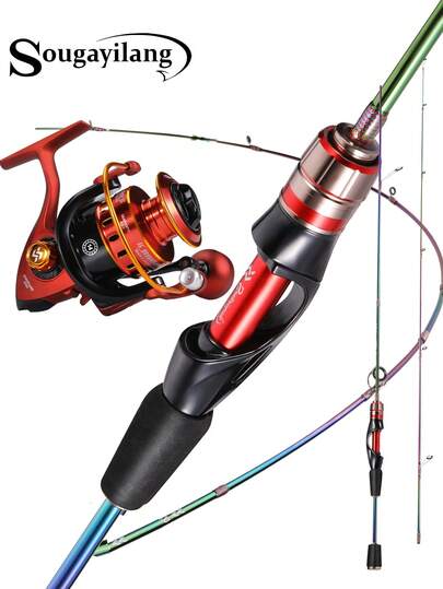 SOUGAYILANG 1 Combo Fishing Gear | 1.68M Carbon Fiber Ultralight Rod Ceramic Guide Ring Coloured Electroplate |1000-2000 Serise 5.2:1Gear Ratio Aluminum Spool Cast Alloy Drive Gear For Saltwater And Freshwater