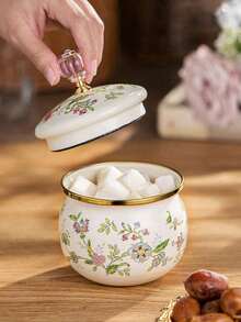 1个搪瓷咖啡壶（带花卉图案）、糖罐、茶壶、水壶、零食罐、水果罐、调味罐 - 花卉 - 查看 8