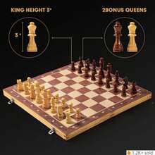 29/34厘米三合一木制国际象棋、跳棋、西洋双陆棋游戏套装，可折叠便携，策略棋盘游戏，适合家庭娱乐、旅行、初学者和成人，室内外皆宜，经典新年礼物 - 彩色 - 查看 10