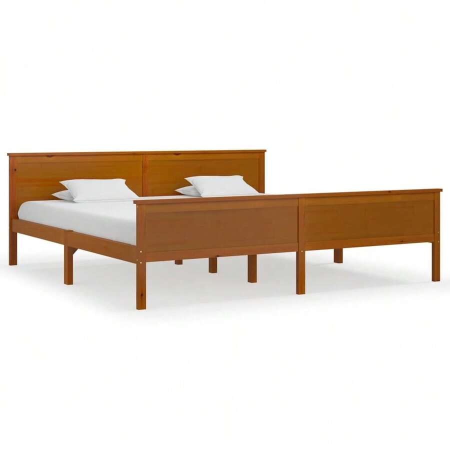 vidaXL Cuadro de iluminación sin matelas marrón miel madera pin macizo 200x200cm - Marrón - Ver 1