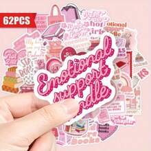 62Pcs Pink Book Fan Sticker - Waterproof PVC Sticker With " Team" Design, Great For Diaries, Laptops, School Bags, Etc. - Great For Party Gifts, Rewards And Holiday Gifts, Book Fan Gifts | Fun Design | Waterproof Sticker, Book Decoration - Nhiều màu - Xem 2