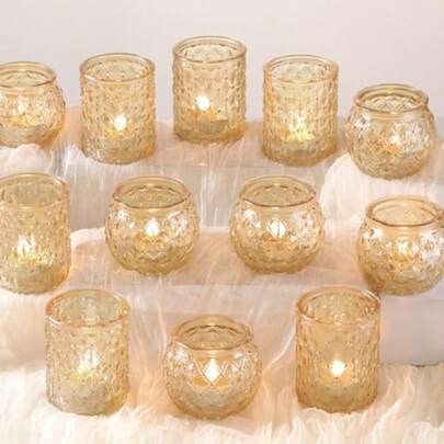 12Pcs Gold Votive C…