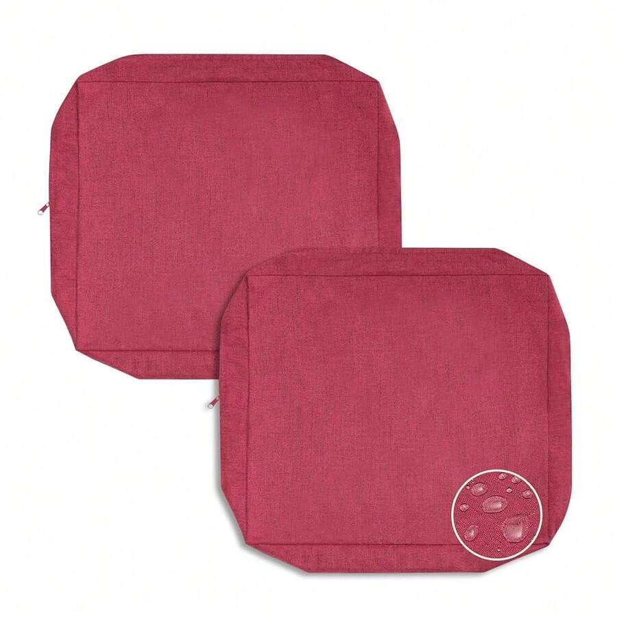 PureFit Waterproof Outdoor Cushion Covers Replacement For Patio Furniture Chair Seat Cushion Covers 20x18 Inch For Outdoor Furniture Garden Backyard With Zipper, 2 Pack SLIPCOVERS ONLY, Red - Đỏ - Xem 1