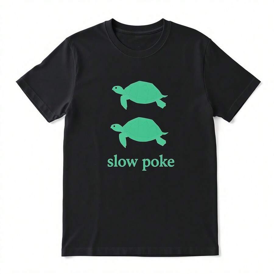 Men's Tee With Geometric Turtle Design And Cyberpunk Style - Black - View 1