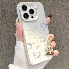 SANRIO Funda de teléfono con patrón de graffiti de oso gourmet lindo estilo coreano compatible con 17/16/15/14/13/12/11 - Blanco - Ver 4