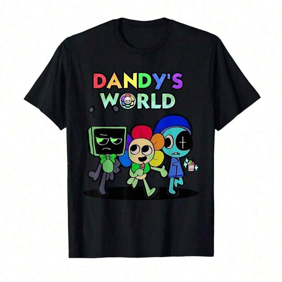 Dandy's World Gifts For Birthday Gifts T-Shirtton Fabric Christmas Father's Day Hot Sell Graphic Tee Shirt - 黑色 - 查看 1
