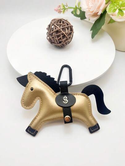 1个创意PU皮革迷你马吊坠，优雅可爱的马形装饰，女士手提包挂饰，单肩包配饰，背包装饰，书包挂件，钥匙扣，寓意“财源滚滚而来”，用途广泛，节日礼物，四季皆宜，多种颜色可选