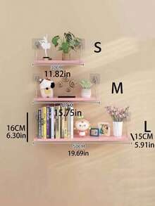 1 Stück rosa Atmosphäre Wandregal, dekorative Aufbewahrungseinheit, hängende Wandorganisation für Zuhause, Schlafzimmer, Wohnzimmer - Pink - Übersicht 5