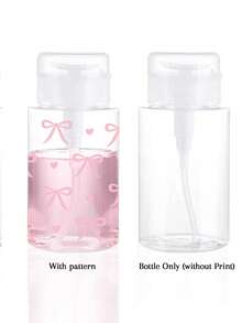 蝴蝶结图案可重复灌装透明PET旅行瓶，卸妆分装瓶，带3.38盎司/6.76盎司便携式按压泵，适用于卸甲油、爽肤水和卸妆液，圆顶设计，仅限手洗，可重复使用，卸妆瓶 - 彩色 - 查看 9