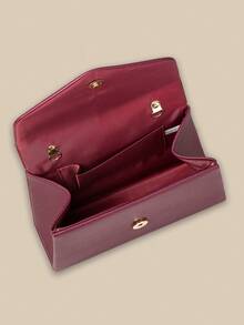 1 chiếc túi xách thời trang màu trơn chất liệu PU vân vải bố, có nắp gập, kiểu dáng duyên dáng và thanh lịch dành cho nữ, phù hợp sử dụng hàng ngày, có thể dùng như túi cầm tay/túi xách tay/túi đeo vai/túi đeo chéo, thích hợp cho đám cưới/tiệc tùng/lễ hội/hội nghị. - Màu Đỏ Sâu - Xem 8