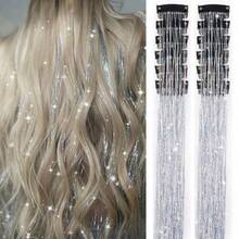12pcs/Set 20-Inch Party, Cosplay And Holiday Gift Glitter Synthetic Hair Extensions, Heat Resistant With Clips, Hair Accessories - Multicolor - View 11