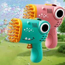 一套40孔电动泡泡枪自动泡泡机，户外/婚礼/派对玩具，生日礼物（不含泡泡液和电池），电动泡泡枪，半自动泡泡机，恐龙造型户外泡泡玩具，适合儿童，可作为儿童生日/万圣节礼物（部分配件、颜色、文字、图案和形状随机发货） - 彩色 - 查看 3