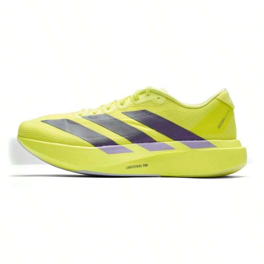 Adidas Adizero EVO SL WOVEN M Running Shoes, Breathable Shock-Absorbing Road Running Shoes, Comfortable Casual Sports Shoes, Commuter Shoes - Bright Yellow Fluorescent/Aurora Plum Purple - View 1