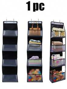 1个6层门后悬挂式收纳袋，化妆品收纳袋，壁挂式，大容量网状透明口袋悬挂式收纳袋，适用于厨房、婴儿房、浴室、衣柜、卧室、宿舍、婴儿尿布、儿童玩具（6层多色） - 多色-六格 - 查看 20