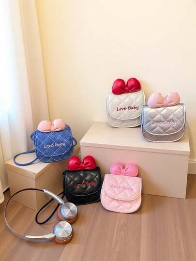 1 pieza Bolso de hombro mini con cierre magnético y acolchado con lazo para niñas, adecuado para uso diario en todas las estaciones