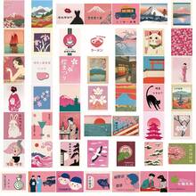 50 Sheets Pink Japanese Vintage Aesthetic Graffiti Stickers Decoration Hand Account Stationery Luggage Notes Waterproof Stickers - 1 - View 5
