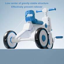 Triciclo para bebés con asa de empuje ajustable para padres, luz musical, toldo plegable, triciclo para niños pequeños de 18 meses a 5 años, niños y niñas - Azul - Ver 8