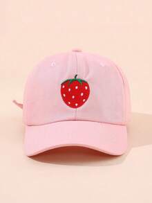 1pc Kids Embroidered Casual Versatile Outdoor Sun Protection Baseball Cap - Strawberry - View 8