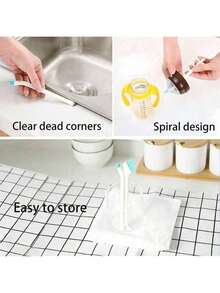 2/3pcs Multi-Functional Manual Spiral Kitchen Cleaning Brush - No Electric Deep Crevice Cleaning Brush, Bottle & Cup Cleaner - Essential Kitchen Cleaning Tool - Suitable For Bottles/Utensils, Mother's Day/Women's Day Gift - Multicolor - View 5