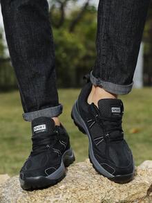 Talla 46 Zapatos de senderismo negros para hombres, zapatos deportivos para exteriores con suela suave y antideslizante, botas de trekking y escalada de corte bajo con cordones