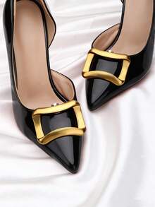 2个可拆卸DIY鞋饰，金色方形扣环高跟鞋花朵装饰夹，时尚优雅鞋夹，适用于高跟鞋、平底鞋、凉鞋、新娘鞋、约会鞋、婚鞋 - 金色 - 查看 3