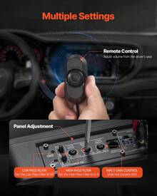 Subwoofer de coche de asiento inferior de 8 "800W, Subwoofers de coche de potencia delgada debajo del asiento, Sub amplificador de audio de bajo perfil incorporado, Controlador de entrada y volumen de alto / bajo nivel para SUV, coche, camión, RV - Negro - Ver 6