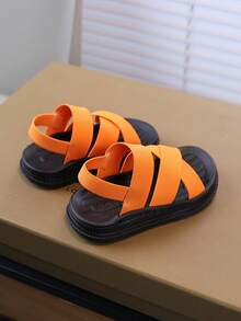 1 Pair Baby Girls' Fashion Versatile Outdoor Non-Slip Casual Soft Bottom Beach Sandals, Daily Wear Flat Sandals - Orange - View 6