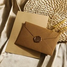 高档亚麻信封+火漆封印+文具套装，适用于DIY礼品、婚礼请柬和办公用途 - 彩色 - 查看 24