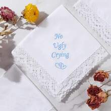 Wedding Handkerchiefs Something Blue For Bride, Mother Of The Bride Gifts Embroidered Lace Keepsake Bridal Hankies - NoUglyCrying - 查看 4