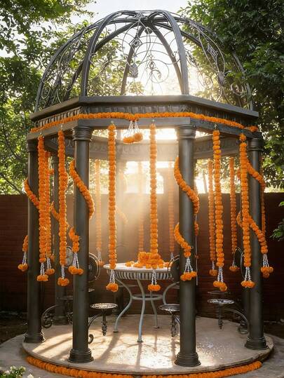 5件/套 5英尺（约1.5米）向日葵花环，多种款式人造向日葵串，适用于婚礼、房间装饰、婚宴装饰、客厅装饰、花园装饰、节日庆典、家居装饰