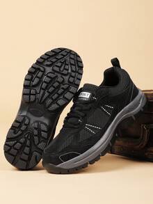 Talla 46 Zapatos de senderismo negros para hombres, zapatos deportivos para exteriores con suela suave y antideslizante, botas de trekking y escalada de corte bajo con cordones