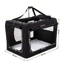 Foldable Pet Carrier Bag, Portable Dog Travel Crate, Soft Sided Dog Cat Pet Travel Carrier Large Dog Crate for Car with Breathable Mesh and Storage Pockets, 50.0x35.0x35.0cm - Schwarz - Übersicht 5