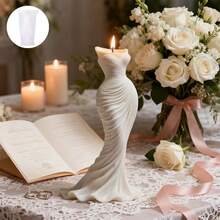 1个DIY婚纱硅胶蜡烛模具，素色裙摆3D婚纱装饰模具 - 透明色 - 查看 7