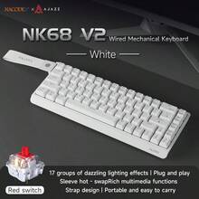 AJAZZ NK68 V2 Wired Mechanical Keyboard, 68 Keys, Portable With Ribbon Cable, Hot-Swappable Switches, 17 RGB Lighting Effects, 6 Color Options, Suitable For Gaming And Office - NK68 V2 - View 14