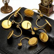 10 Pcs 304 Stainless Steel Blank Tray Earhook U-Shaped Earhook Earplug Welded Disc Jewel Base DIY Empty Tray Jewelry Accessories - Earring Setting - View 5