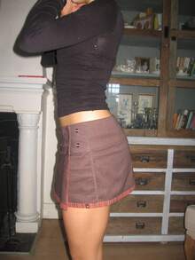 Women Y2k Eyelet Mini Skirts Low Rise Asymmetrical Hem Eyelet Wrap Mini Skirts Summer Going Out Skirt - 咖啡色 - 查看 5