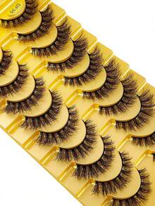 Asiteo Asiteo 5 Pairs Manga Natural Wispy False Eyelashes - Clear Band Faux Mink Lashes Cat-Eye Shape, Natural Look For Everyday Glam - Reusable, Comfortable, Beginner Friendly Strip Lashes, Lashes, Eyelashes, Fake Lashes - 俄羅斯卷10對 - 查看 5
