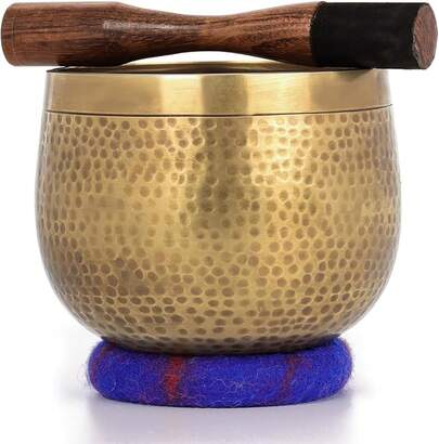 Tibetisches Klangschalen-Set – 100% handgehämmert in Nepal Klangschale für Meditation, Yoga, Chakra, Meditationszubehör, einzigartige Geschenke für Frauen, Männer (9.5 cm)