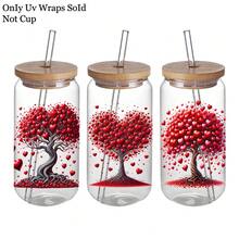 12pcs Love Tree Stickers Themed Rub Ons UV DTF Transfer Stickers, With Vibrant Heart Tree Designs Art Stickers, Suitable For, Cups, Bottles DIY Furniture, Glass, Glassware, Bottles And Crafts - Multicolor - View 5