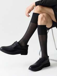 2双装男士中长商务正装长筒袜超薄高筒袜及膝隐形无缝筒袜正装袜 - 彩色 - 查看 6