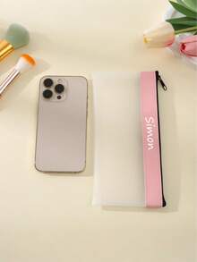 1pc Personalized Dual-Layer Pencil Case, Customized Large Capacity Pencil Box, Personalized Pencil Bag, Cute Pencil Pouch, Teacher's Day Gift, Teacher Gift, Simple Stationery Pencil Box, School Supplies, Back To School - Transparent Frosted Pencil Case - View 7