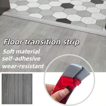 1 PC 2M Floor To Floor Gap Transition Strip, Which Can Be Used For 3mm High And Low Drop Transition, Making The Ground Flat, Not Easy To Trip Over, Wear-Resistant And Can Be Cut Threshold Cover, Household PVC Edging Decorative Strip For Doorways