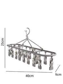 1个不锈钢袜子夹，带10-20个夹子，阳台晾衣架，多夹不锈钢防风防滑内衣晾衣架衣夹
