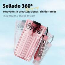 TendenciaCoca-Cola Vaso con popote 450ml, plástico Tritan reutilizable, con tapa y correa de mano portátil,apertura estilo lata de bebida, transparente, RosaCalidad premium - Rosa - Ver 7