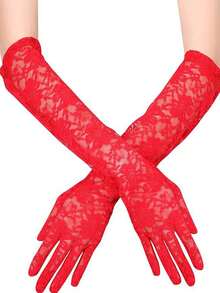 1 双女士玫瑰蕾丝正式连衣裙长袖袖口 - 紅色-0567 - 查看 4